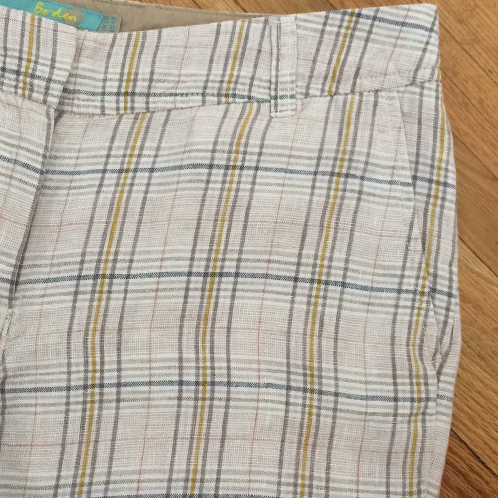 Boden light weight linen plaid ankle cropped - Picture 2 of 8